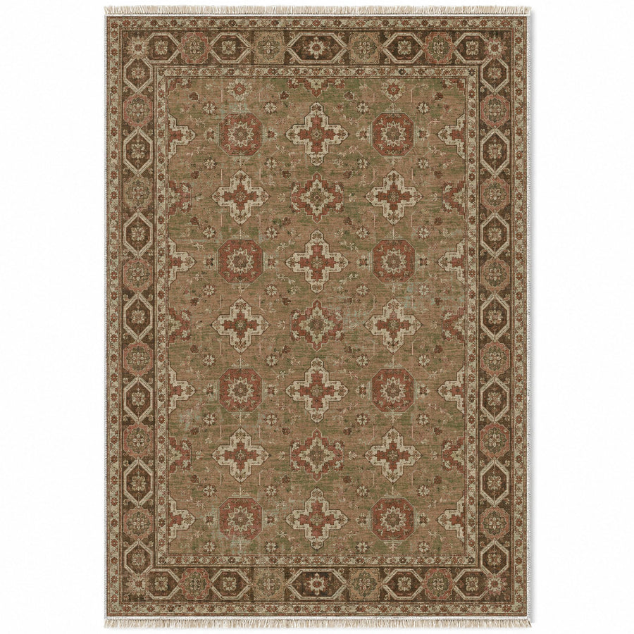 Polygon Rosettes Clay & Sage Seljuk Washable Rug