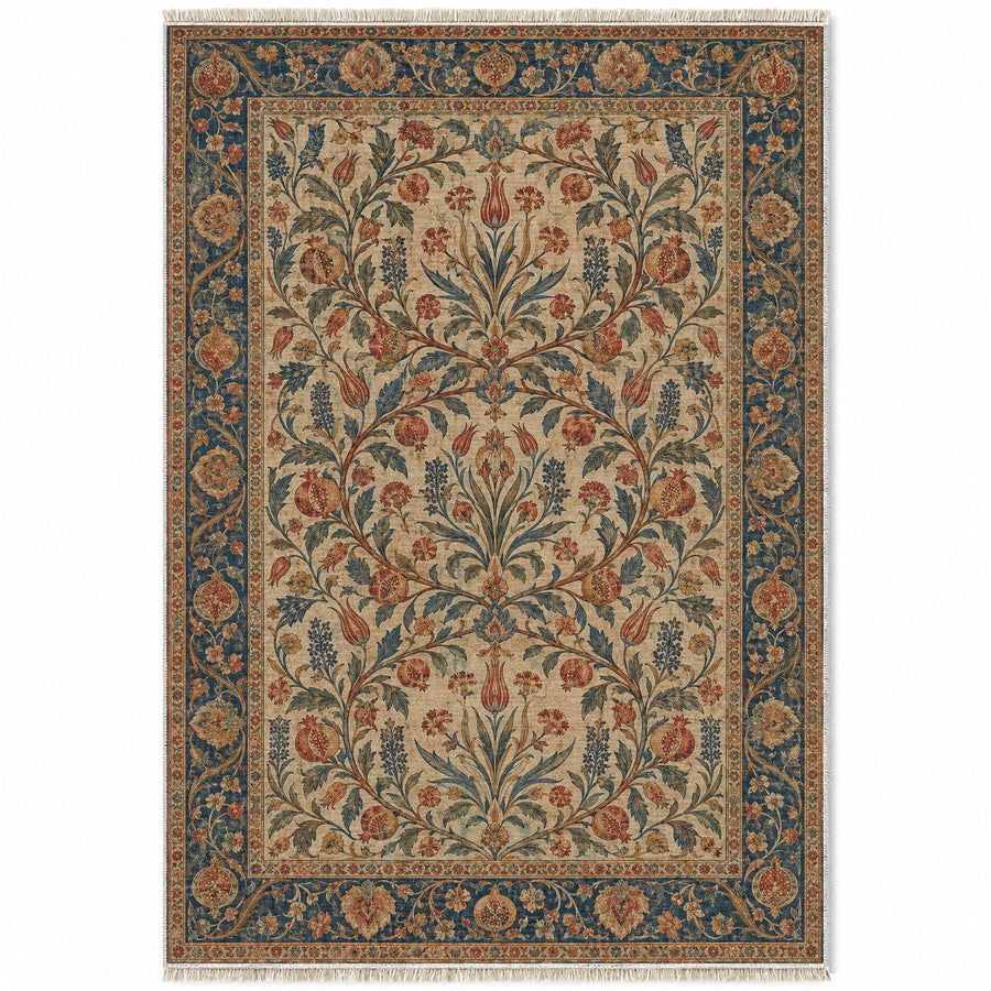 Pomegranate Court Indigo & Rust Ottoman Washable Rug