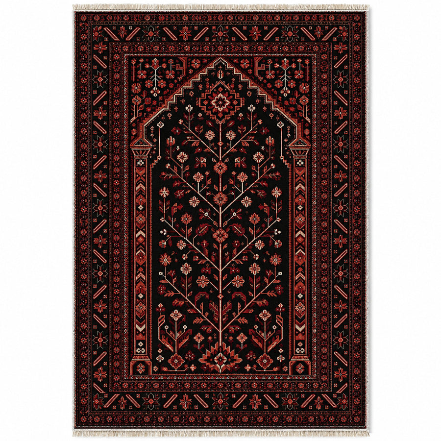 Prayer Arch Black Afghan Washable Rug