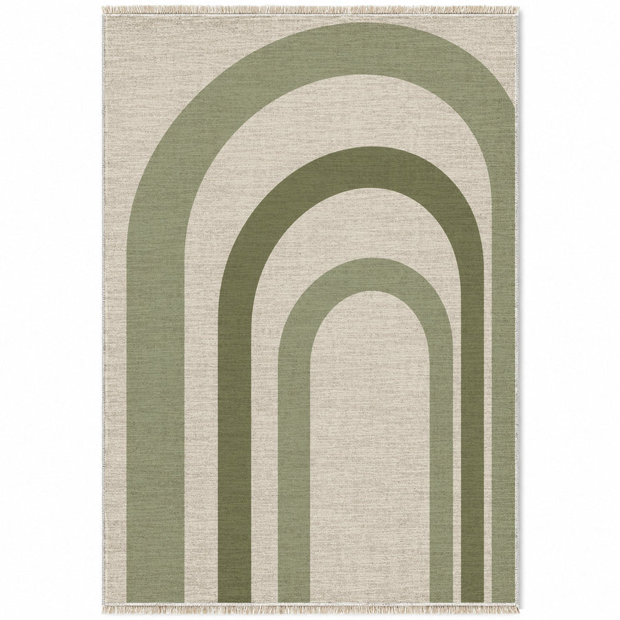 Quiet Arches Ivory & Sage Organic Washable Rug