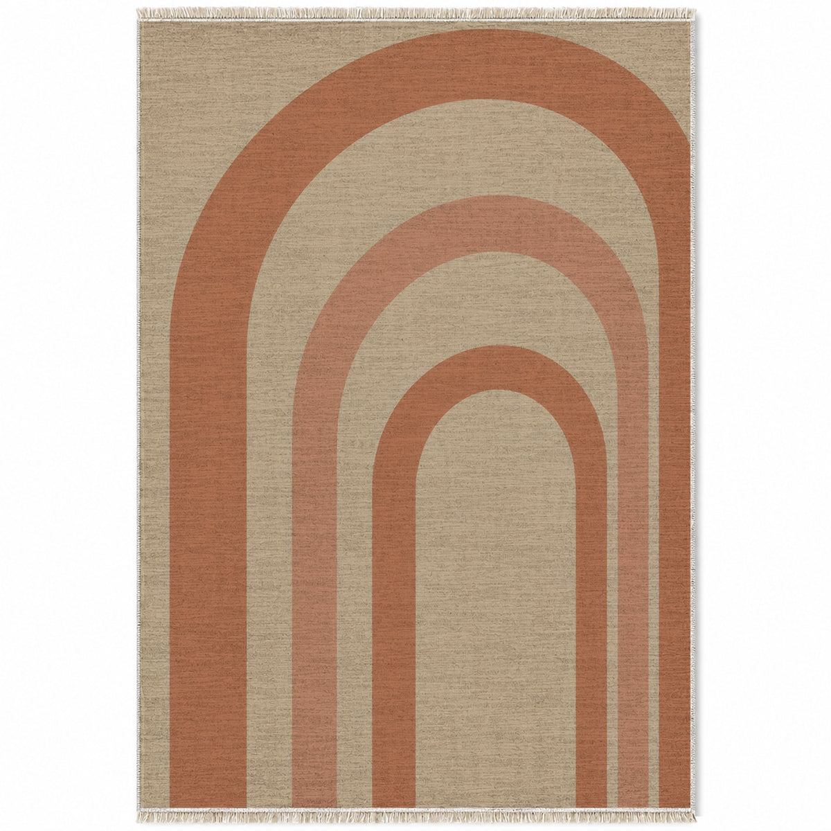 Quiet Arches Sand & Terracotta washable rug top view