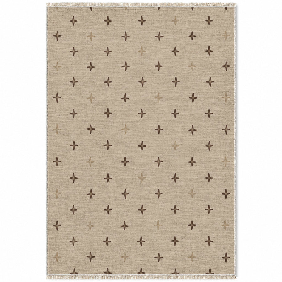 Quiet Crosses Oat & Cocoa Berber Washable Rug