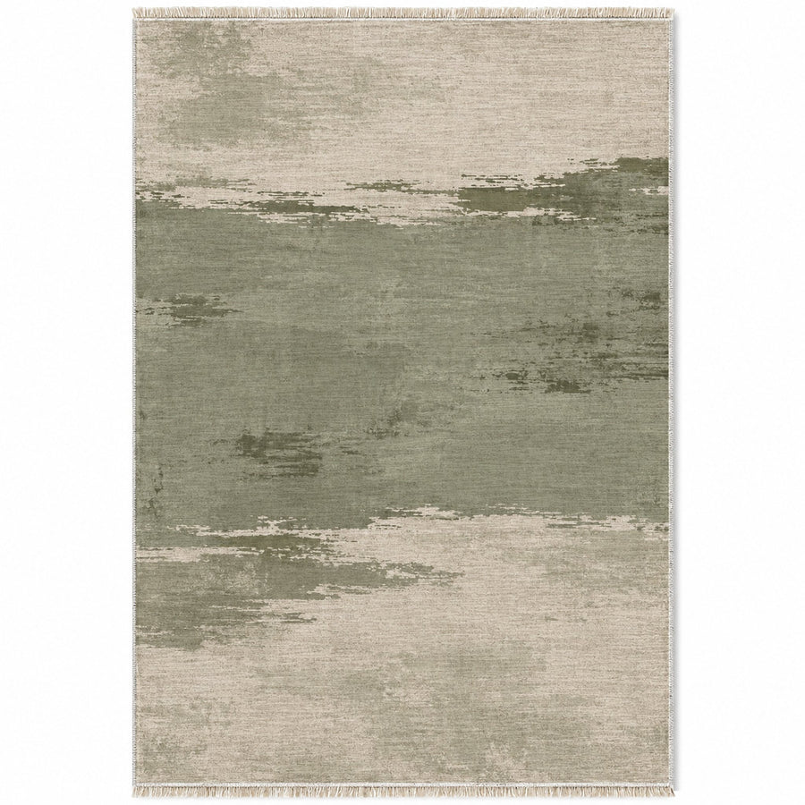 Quiet Horizon Ivory & Sage Abstract Washable Rug
