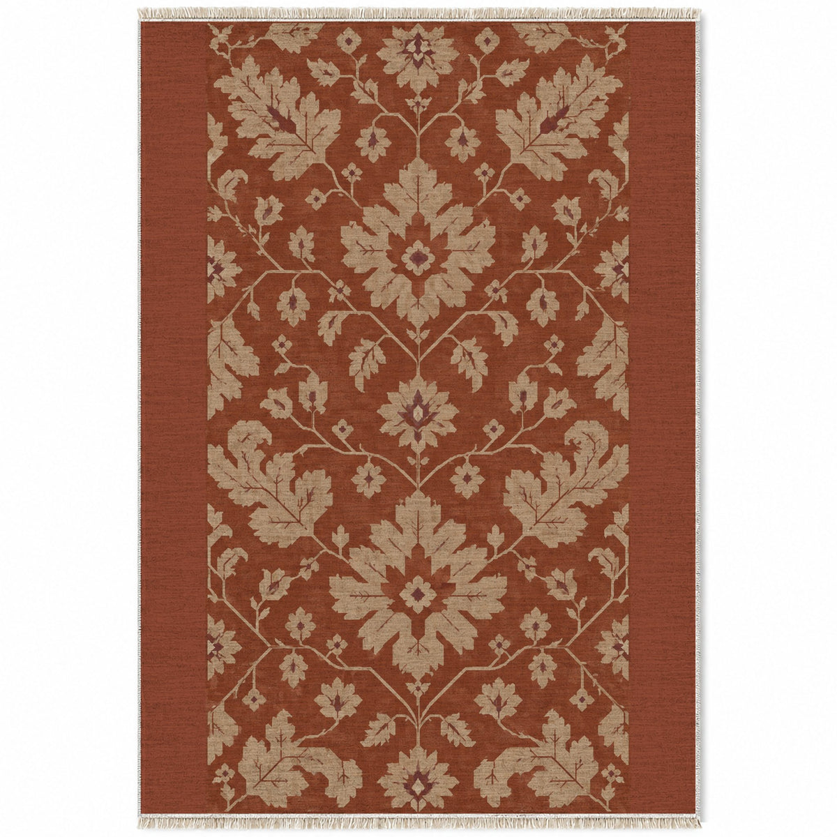 Quiet Oushak Rust & Sand washable rug top view