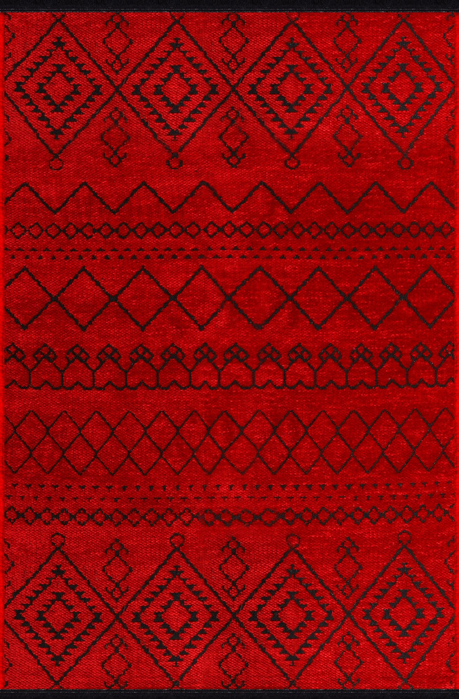 Red Berber Diamond Washable Rug | Chenille RW0201R