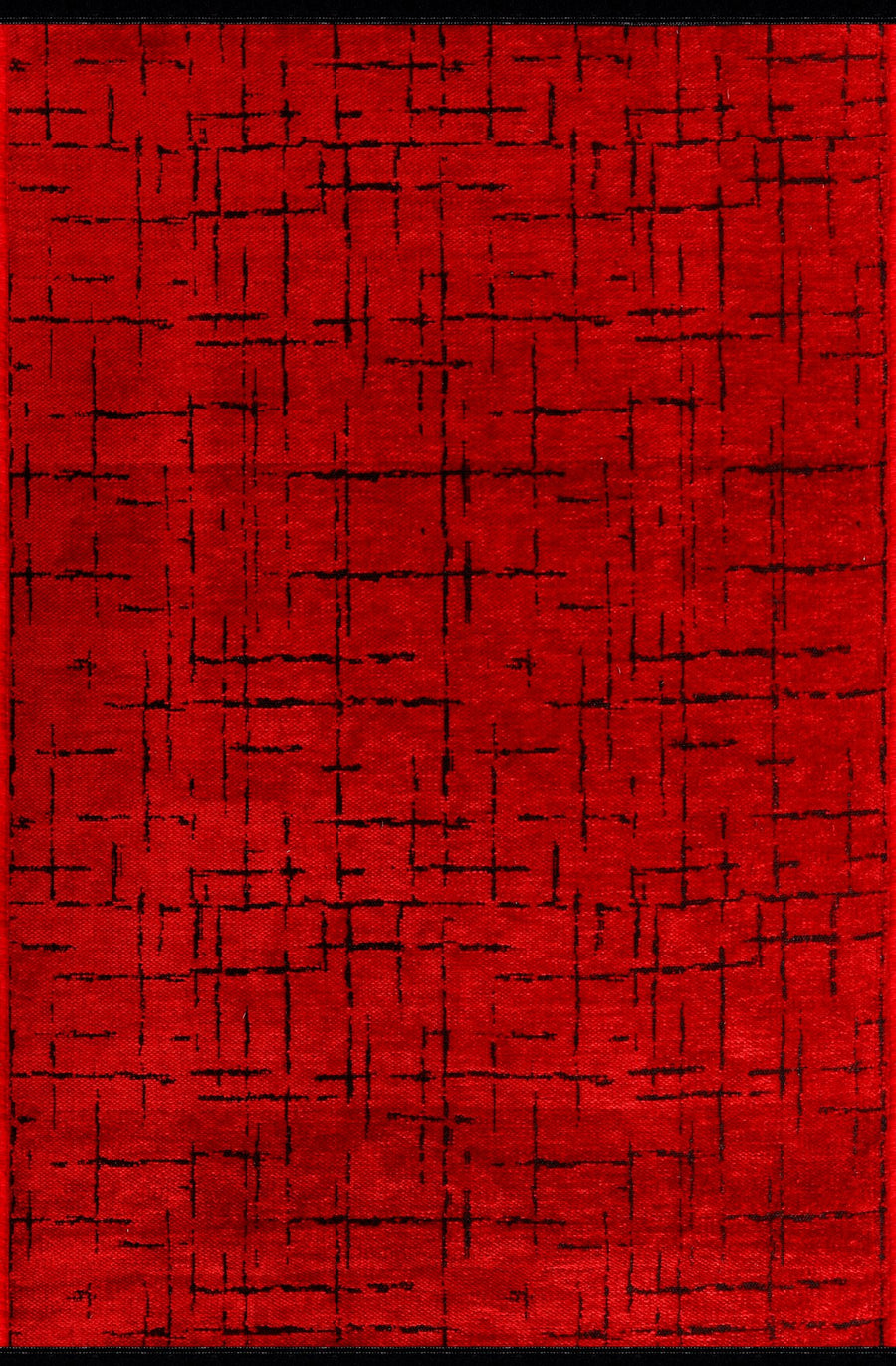 Red Crosshatch Washable Rug | Chenille NT0201R