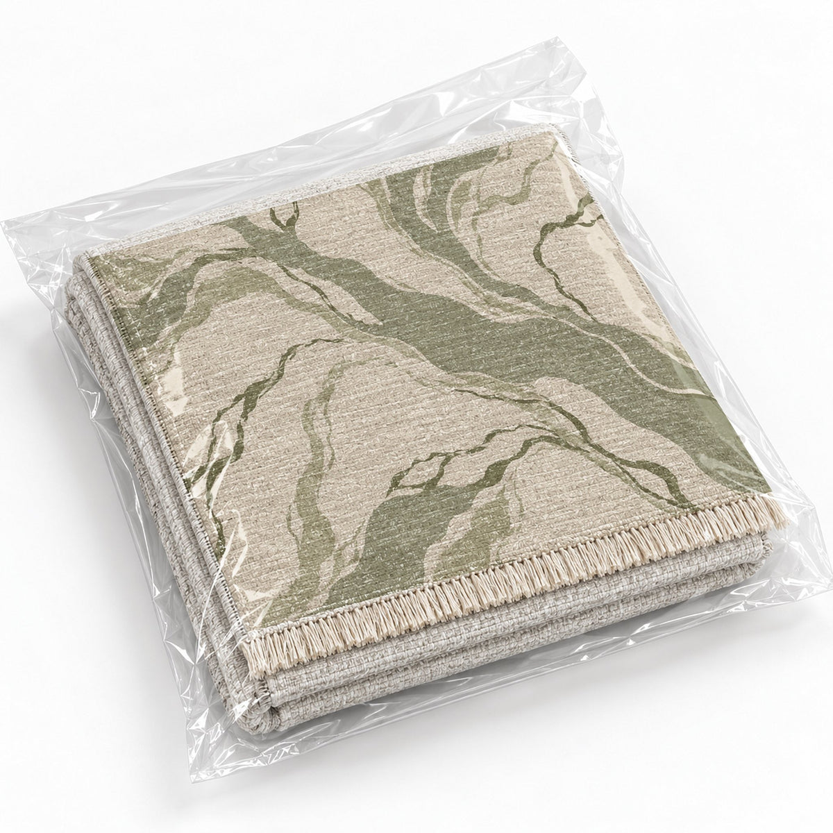 Riverbed Ivory & Sage washable rug rolled and packaged