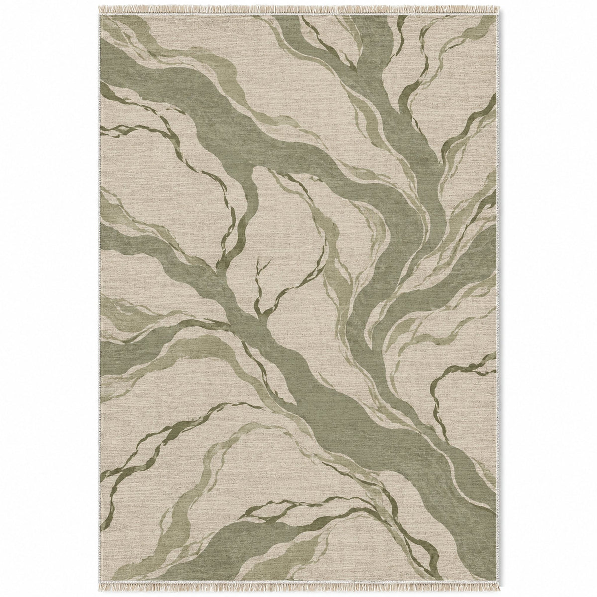 Riverbed Ivory & Sage washable rug top view