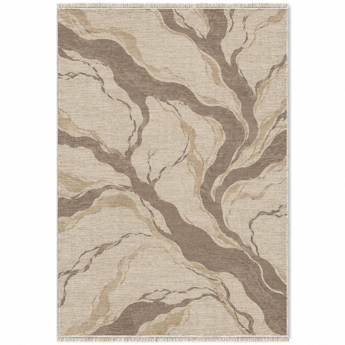 Riverbed Ivory & Taupe washable rug top view
