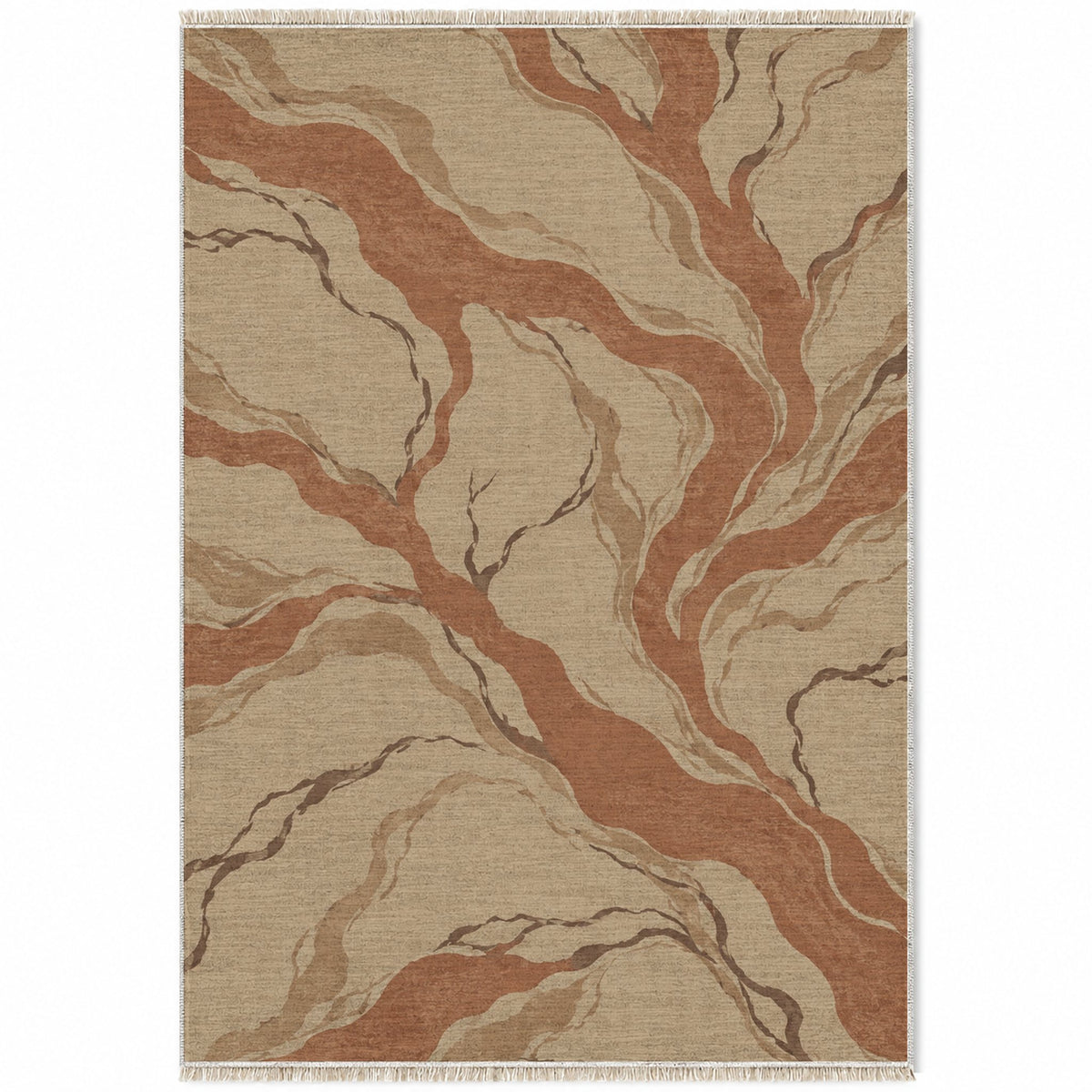 Riverbed Sand & Terracotta washable rug top view