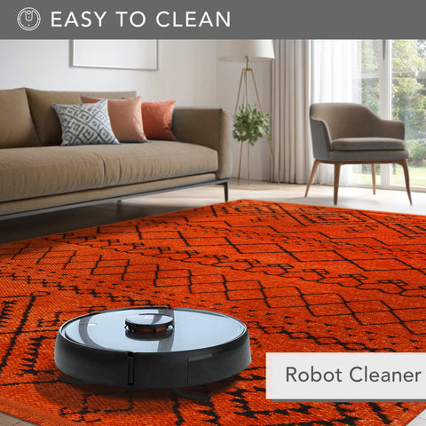 Machine Washable Rug RW1801 – ORANGE Soft Chenille