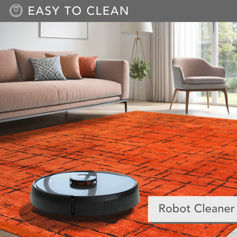 Machine Washable Rug NT201 – ORANGE Soft Chenille