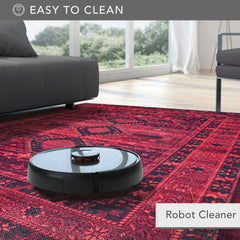 Rugs Depot RW1009 – Machine Washable Red Tribal Medallion Rug | Oriental Geometric Carpet for Living Room, Bedroom & Office