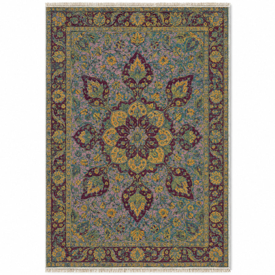 Rose Window Burgundy & Teal Persian Washable Rug