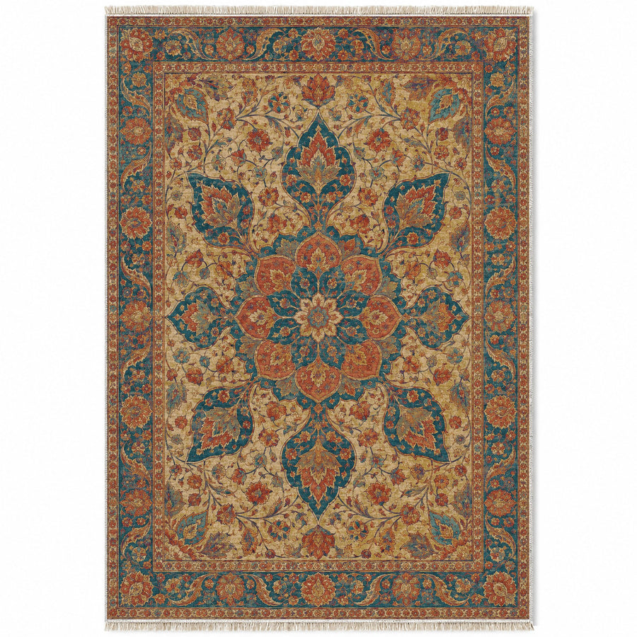 Rose Window Peacock & Ochre Persian Washable Rug