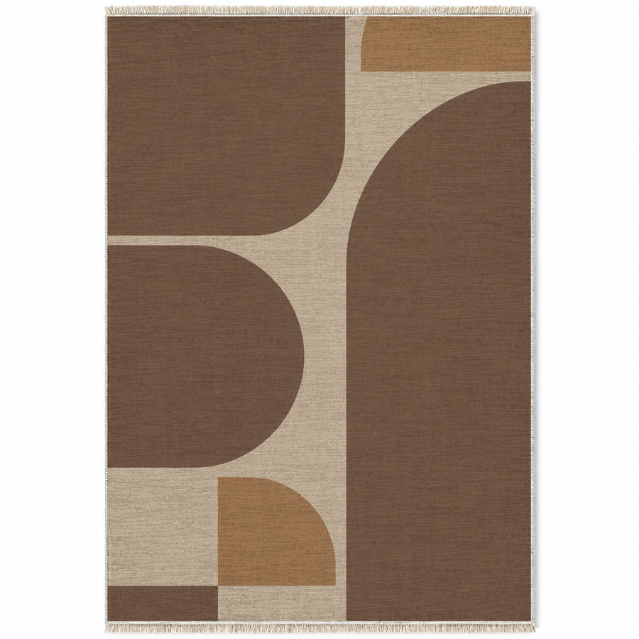 Rounded Blocks Oat & Cocoa Organic Washable Rug