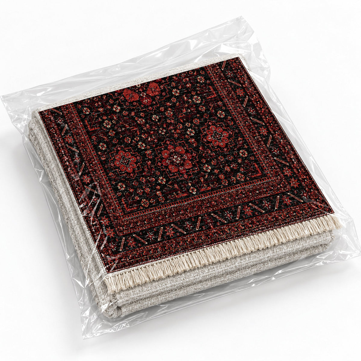 Royal Gul Black washable rug rolled and packaged
