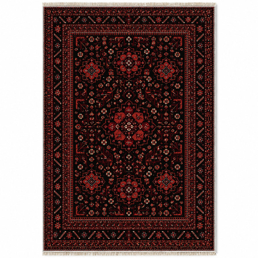 Royal Gul Black Afghan Washable Rug