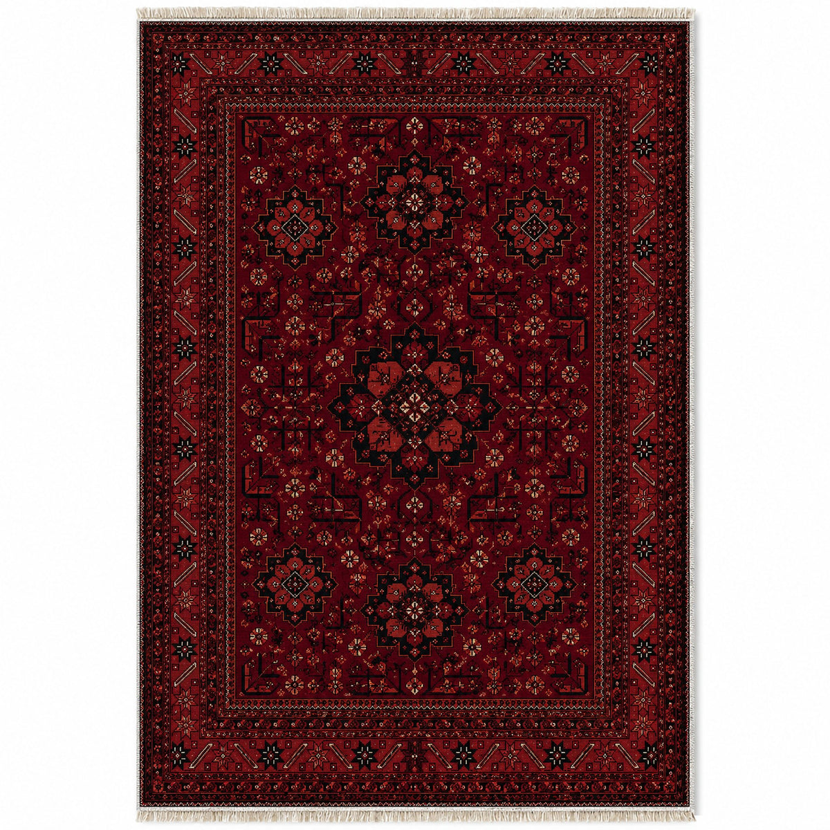 Royal Gul Burgundy washable rug top view