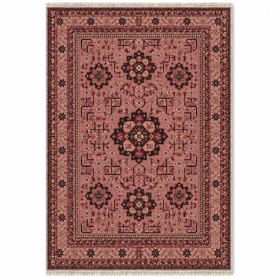 Royal Gul Faded Pink Afghan Washable Rug