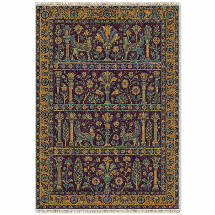 Royal Terrace Burgundy & Teal Persian Washable Rug