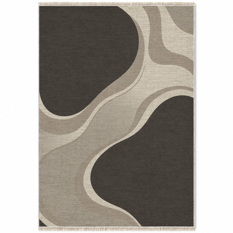 Sandbank Greige & Charcoal Abstract Washable Rug