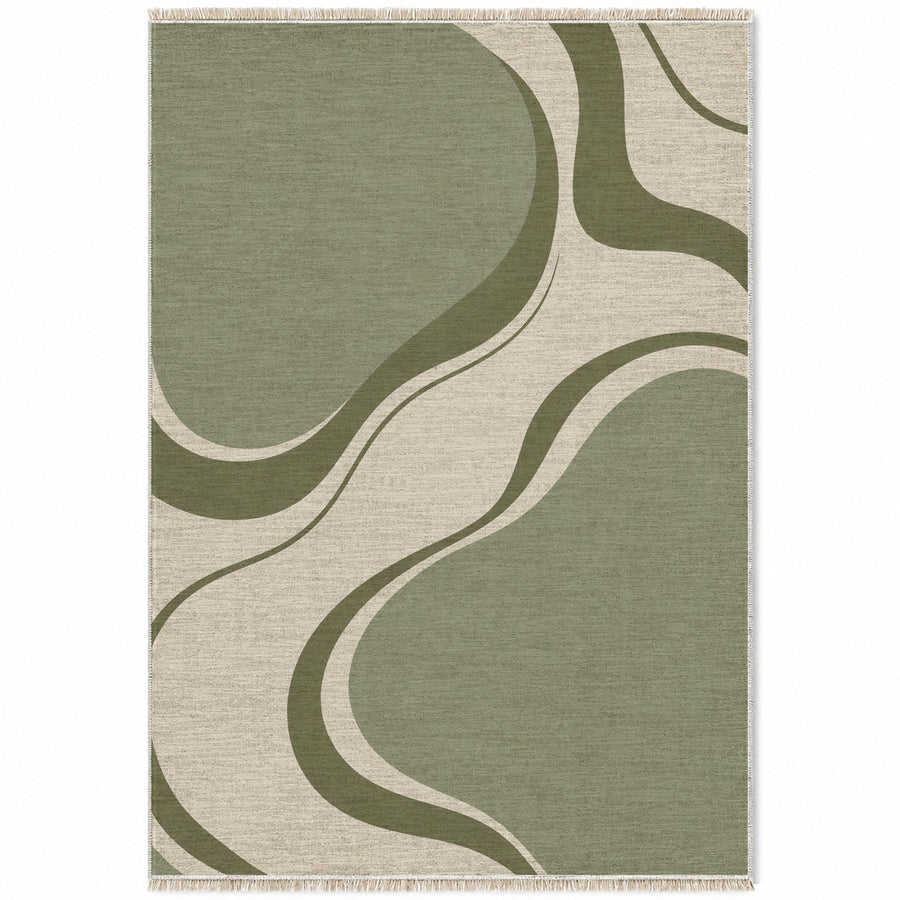 Sandbank Ivory & Sage Abstract Washable Rug