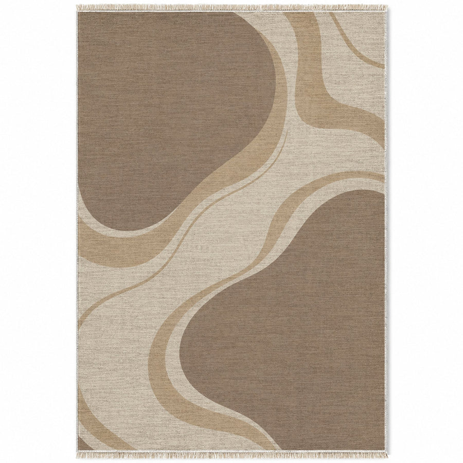 Sandbank Ivory & Taupe Abstract Washable Rug
