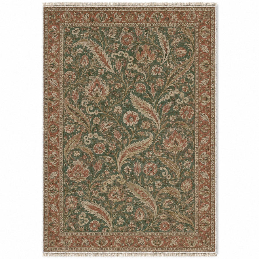 Saz Court Clay & Sage Ottoman Washable Rug