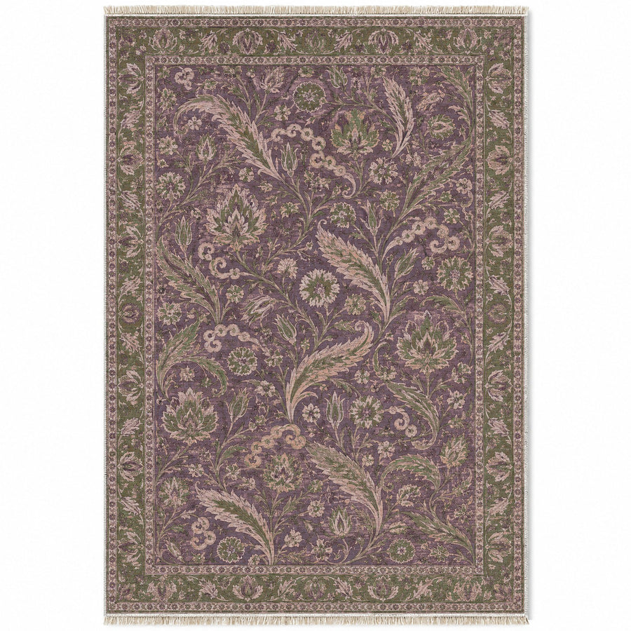 Saz Court Rose & Olive Ottoman Washable Rug