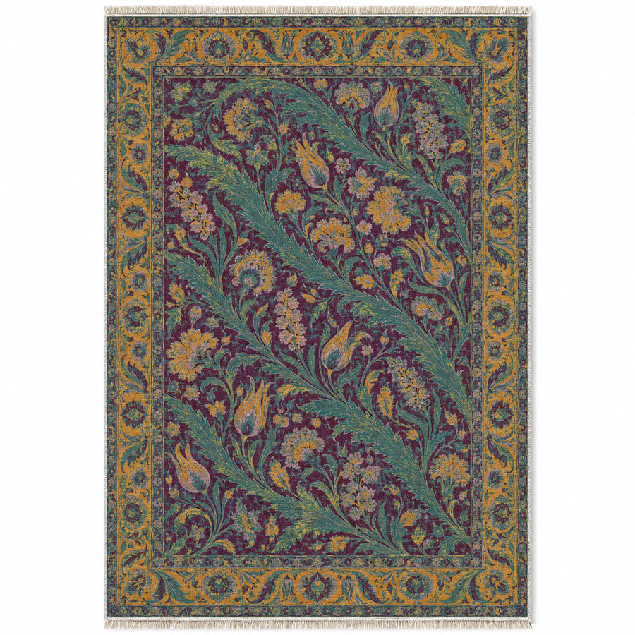 Saz Gallery Burgundy & Teal Ottoman Washable Rug