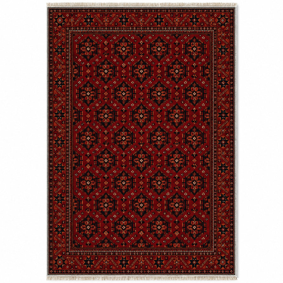 Shirvan Shield Burgundy Afghan Washable Rug