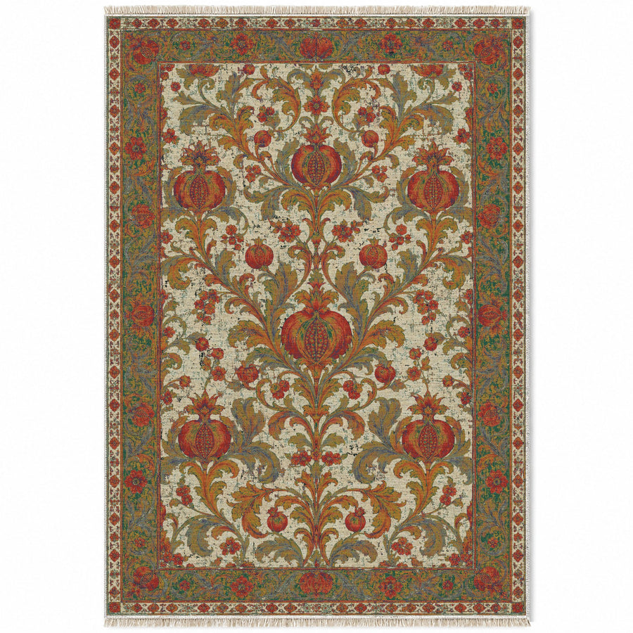 Silk Chamber Emerald & Terracotta Baroque Washable Rug