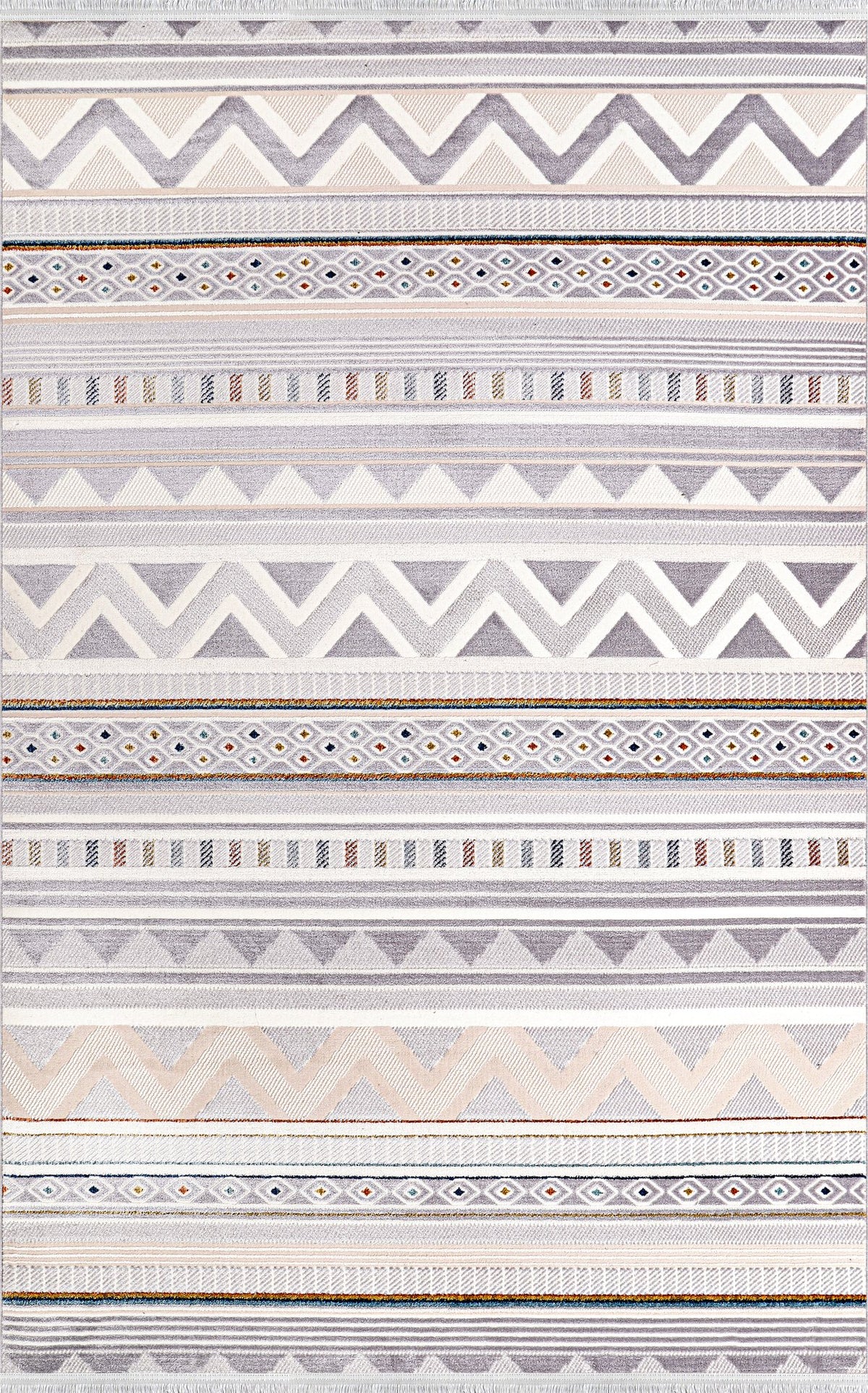 Silver & Lilac Chevron Stripe Area Rug ZN005 top view