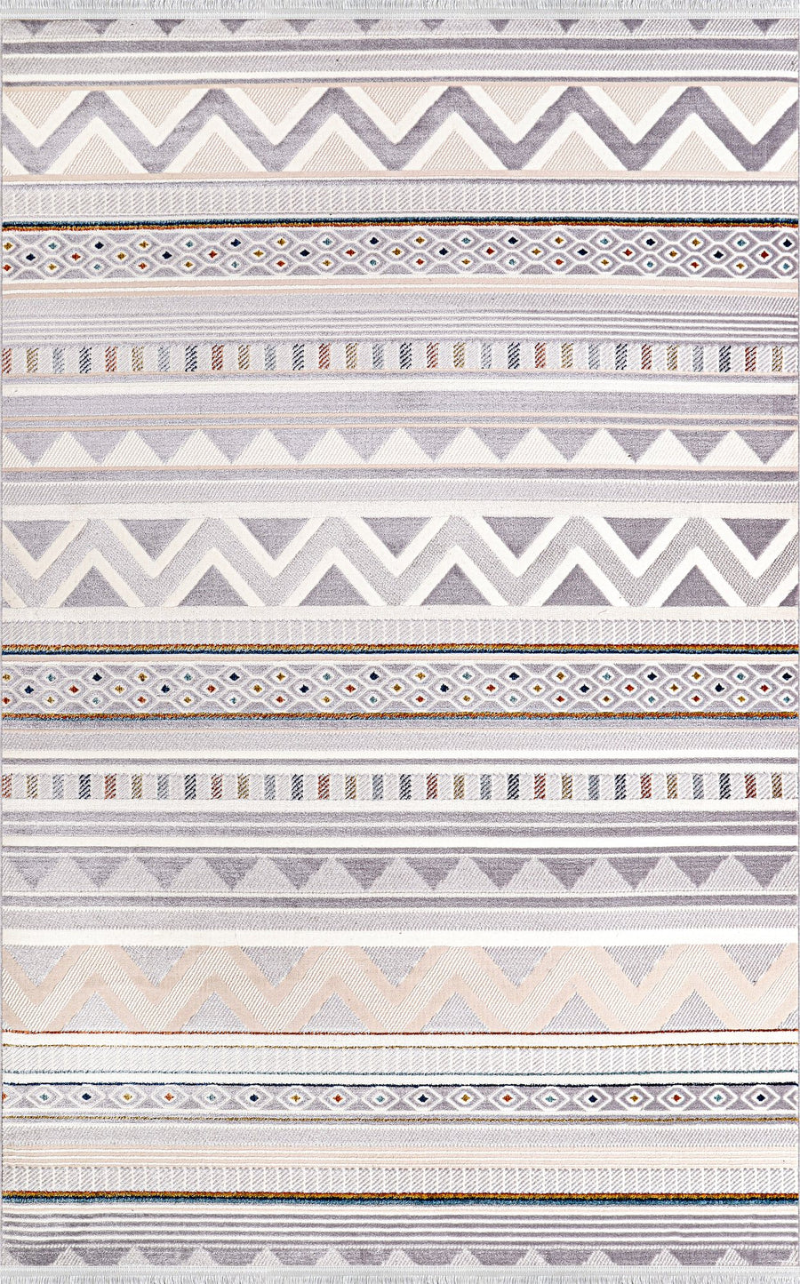 Silver & Lilac Chevron Stripe Area Rug | Zenta ZN005