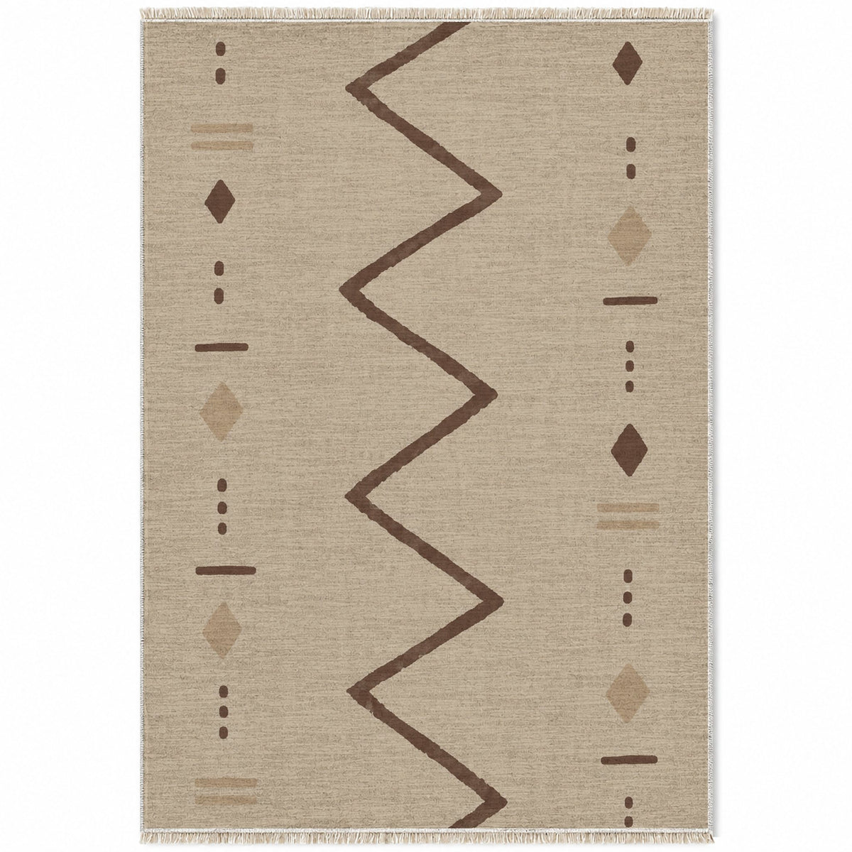 Single Path Oat & Cocoa washable rug top view