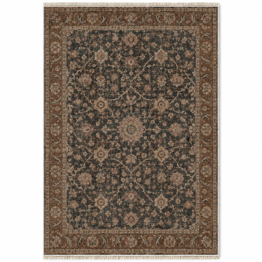 Sivas Rosette Brown & Black Anatolian Washable Rug