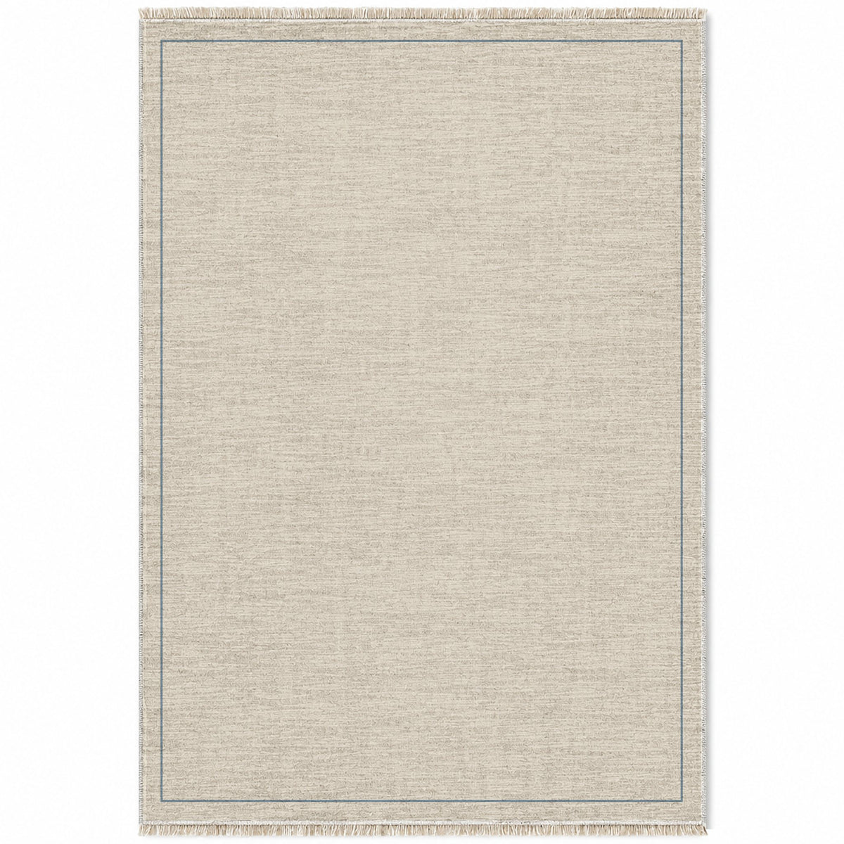 Slim Frame Ivory & Dusty Blue washable rug top view