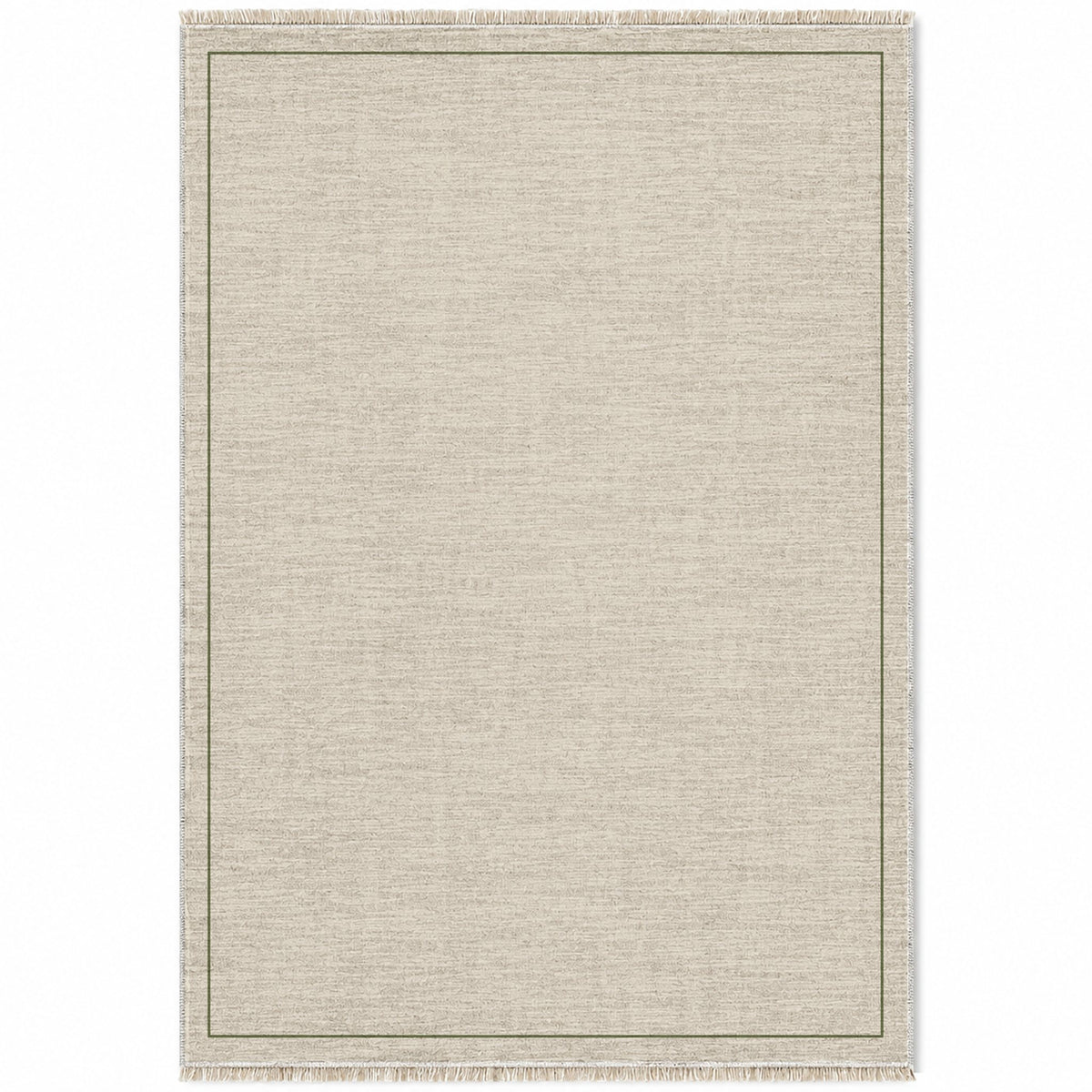 Slim Frame Ivory & Olive washable rug top view