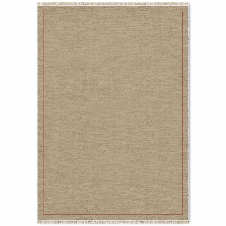 Slim Frame Sand & Terracotta Bordered Washable Rug