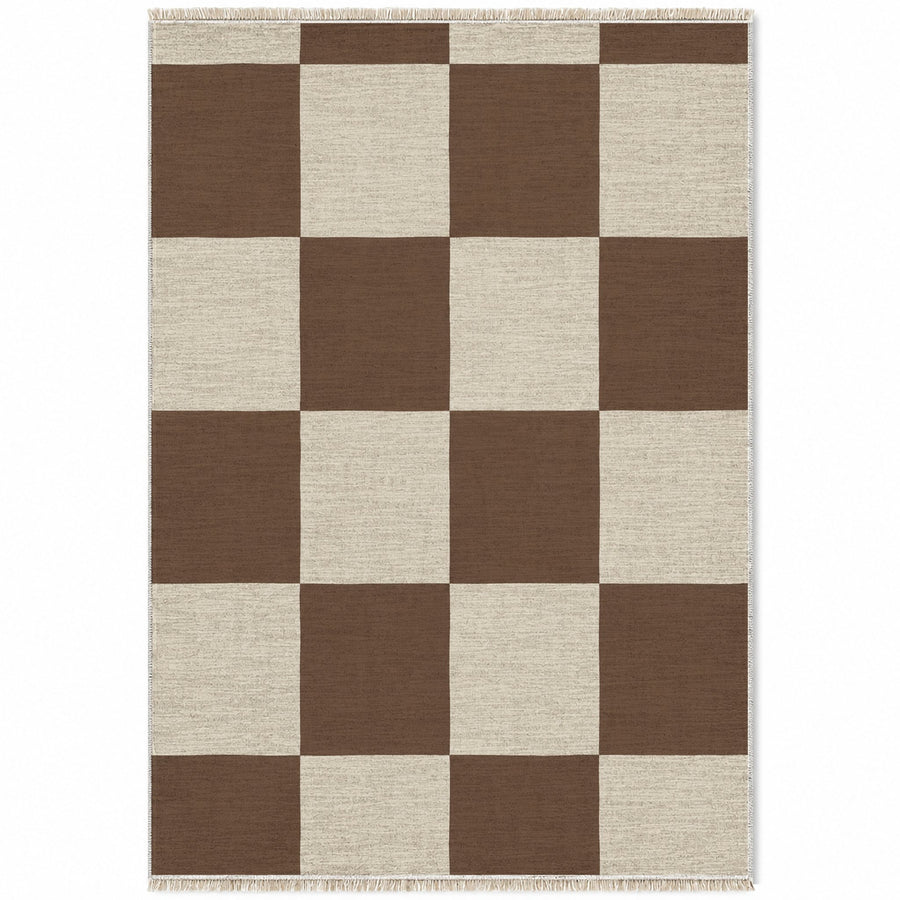 Soft Checker Ivory & Cocoa Check Washable Rug