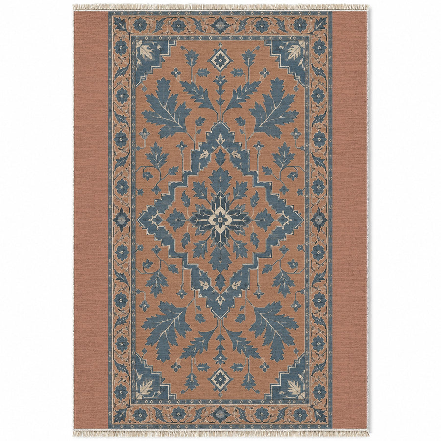 Soft Heriz Clay & Denim Vintage Washable Rug