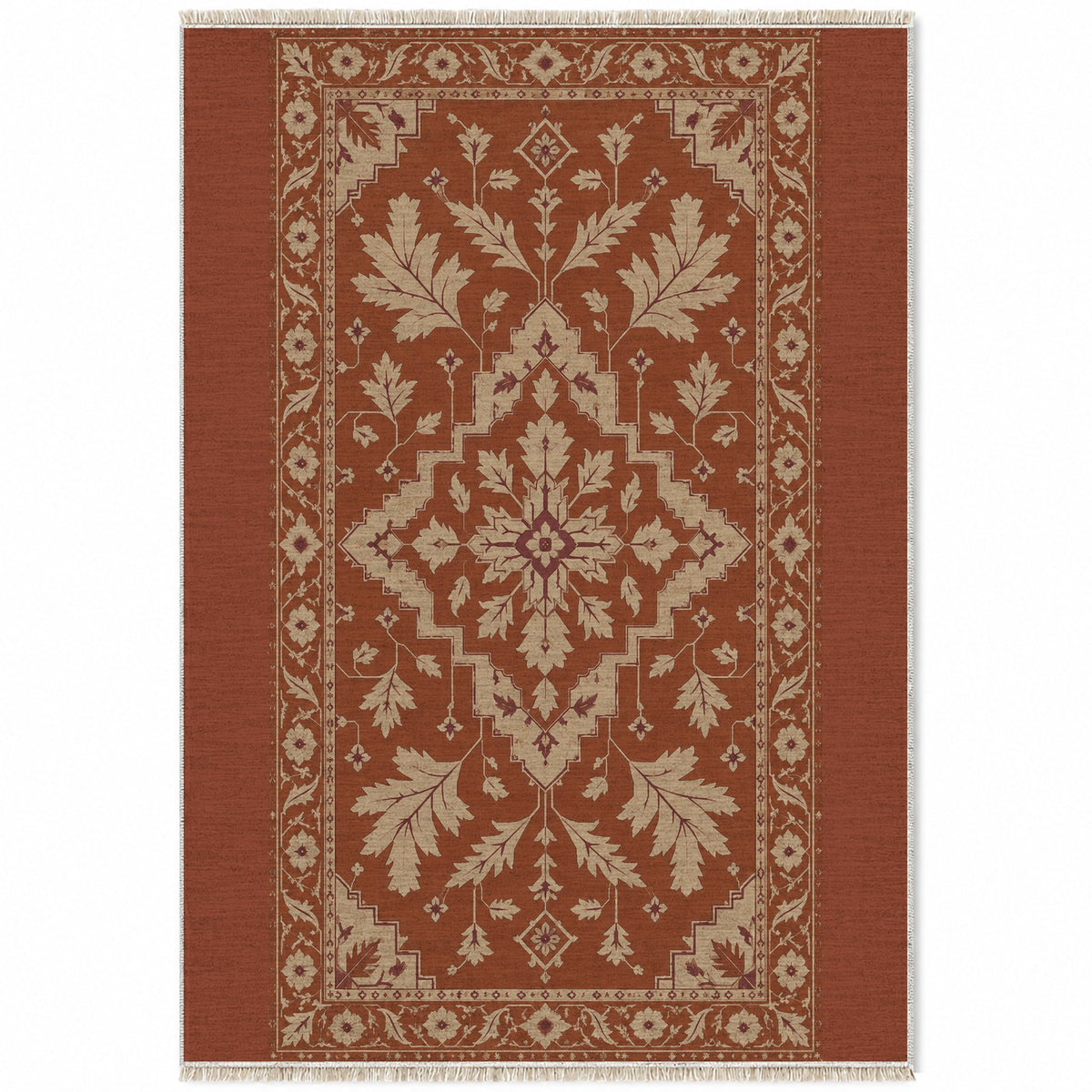 Soft Heriz Rust & Sand washable rug top view
