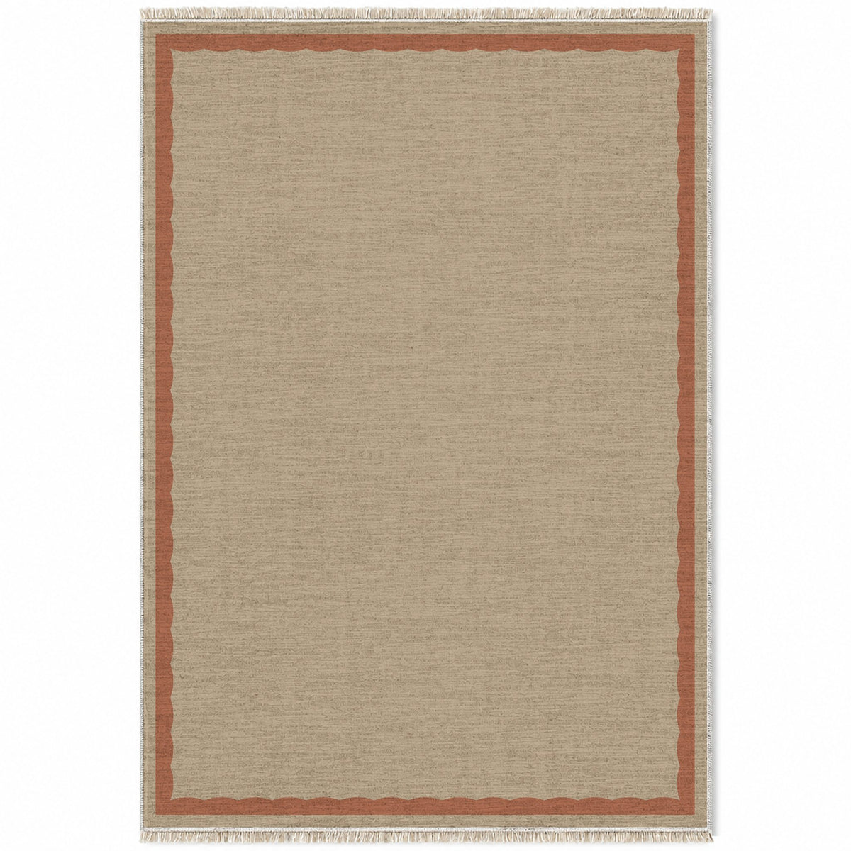 Soft Scallop Sand & Terracotta washable rug top view
