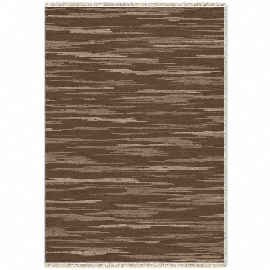 Soft Stria Cocoa & Taupe Textured Washable Rug