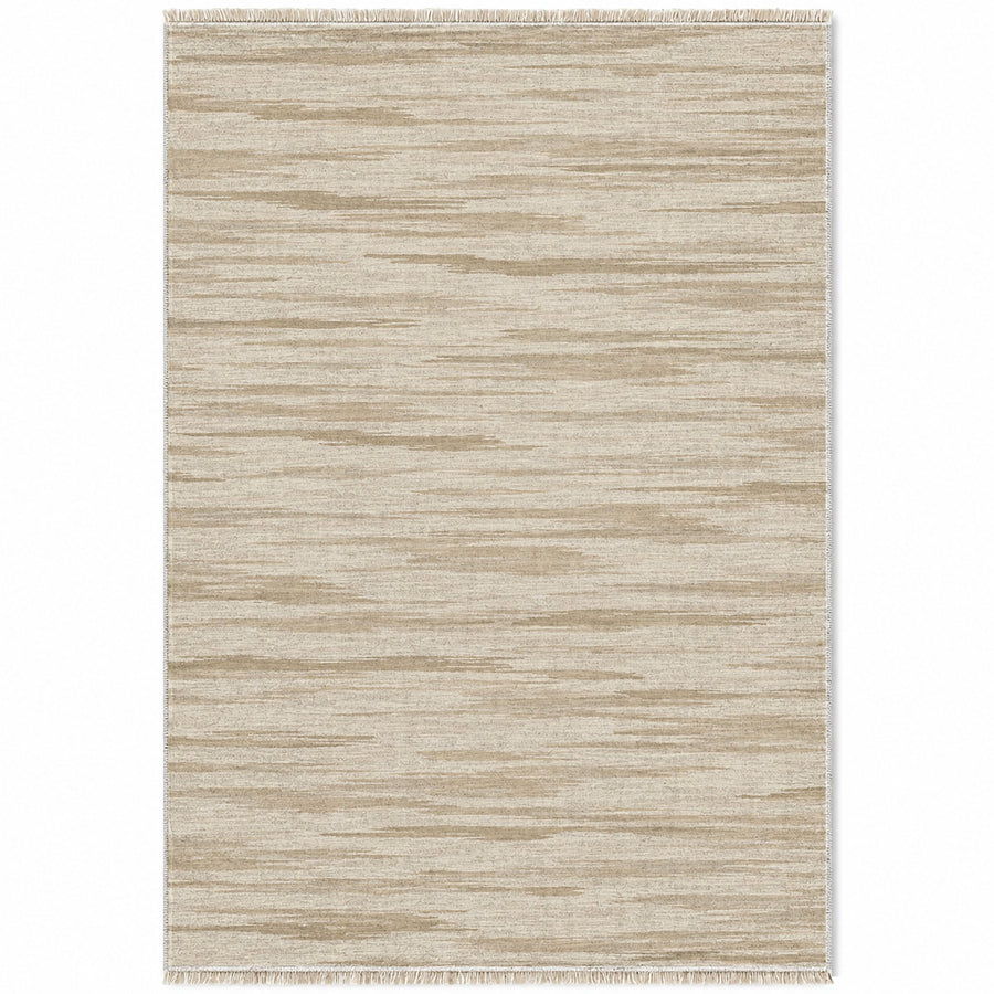 Soft Stria Ivory & Oat Textured Washable Rug