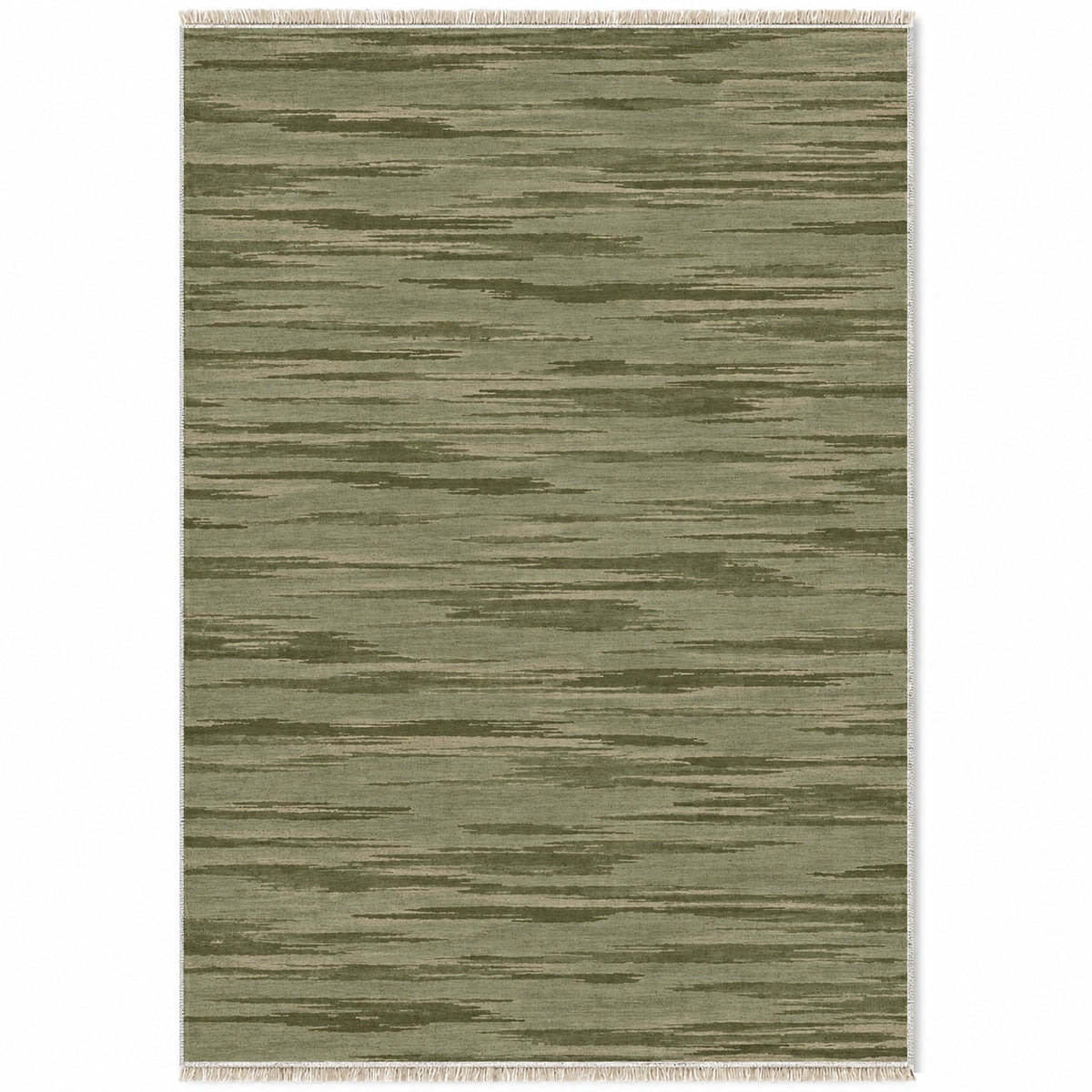 Soft Stria Sage & Oat washable rug top view