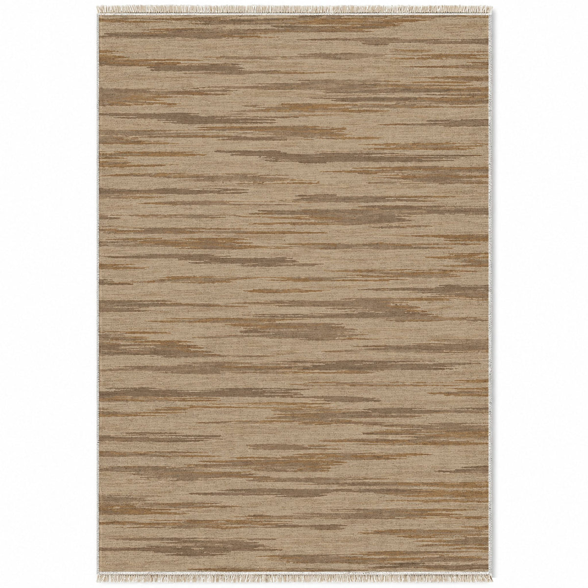 Soft Stria Sand & Taupe washable rug top view