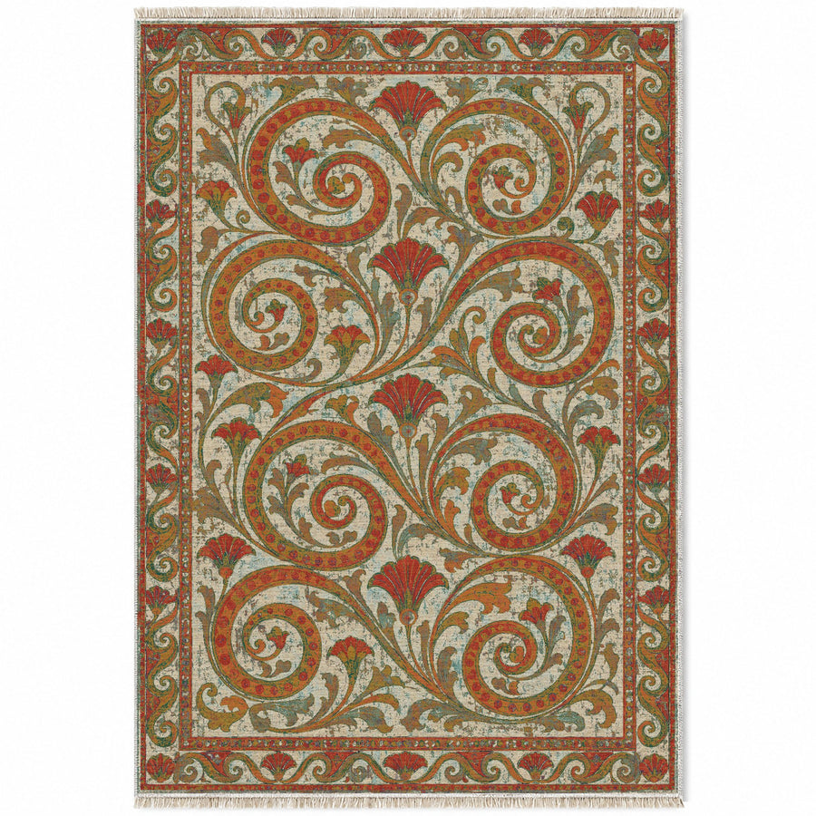 Spiral Court Emerald & Terracotta Mediterranean Washable Rug