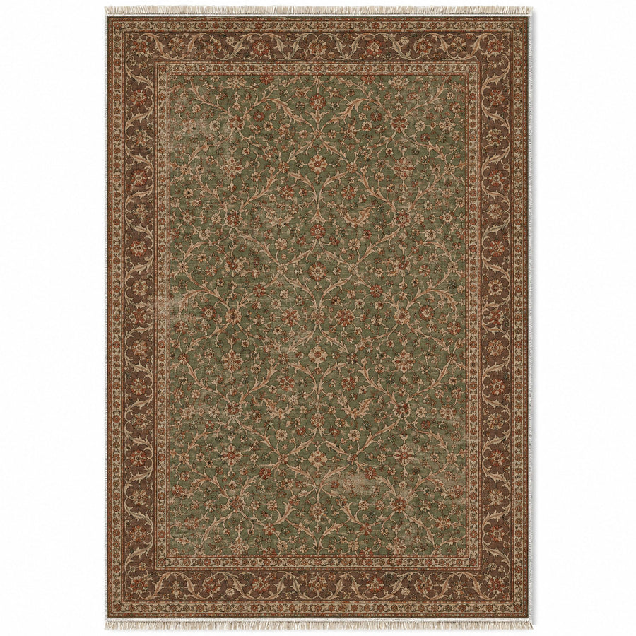 Split Leaf Network Brown Ottoman Washable Rug